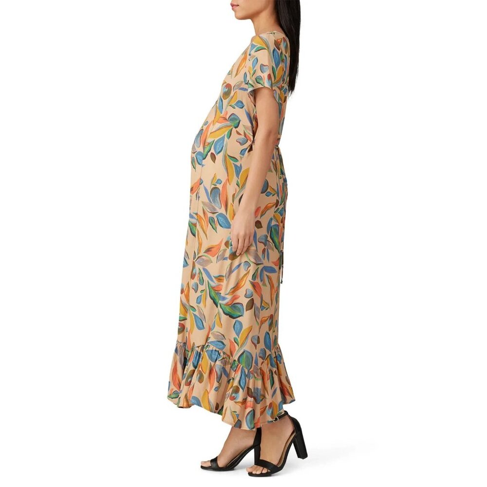 Rachel Pally Crepe Joline Orange Floral Maternity Dress Size S - Picture 7 of 15